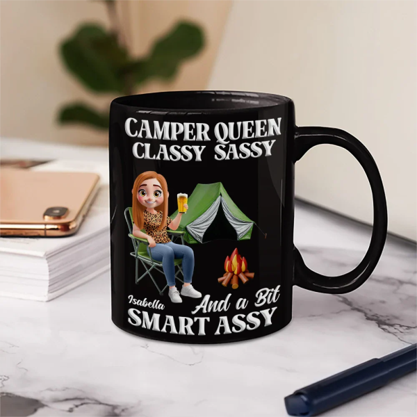 Camper Queen Classy Sassy 3D Effect - Personalized Mug Camper Queen Classy Sassy 3D Effect - Personalized Mug