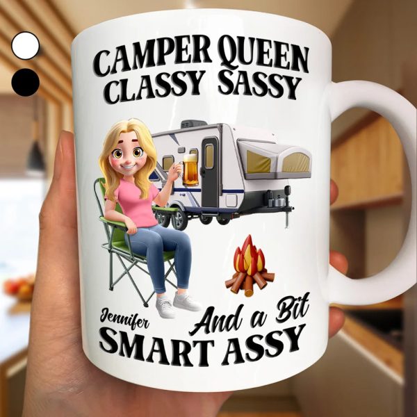 Camper Queen Classy Sassy 3D Effect - Personalized Mug Camper Queen Classy Sassy 3D Effect - Personalized Mug
