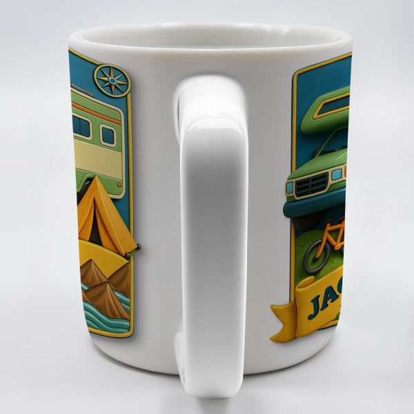 Camper, Tent, and Bicycles Design - Personalized Custom Coffee Mug - CAMP001_MG Camper, Tent, and Bicycles Design - Personalized Custom Coffee Mug - CAMP001_MG