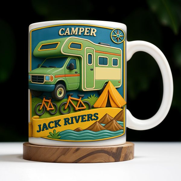 Camper, Tent, and Bicycles Design - Personalized Custom Coffee Mug - CAMP001_MG Camper, Tent, and Bicycles Design - Personalized Custom Coffee Mug - CAMP001_MG