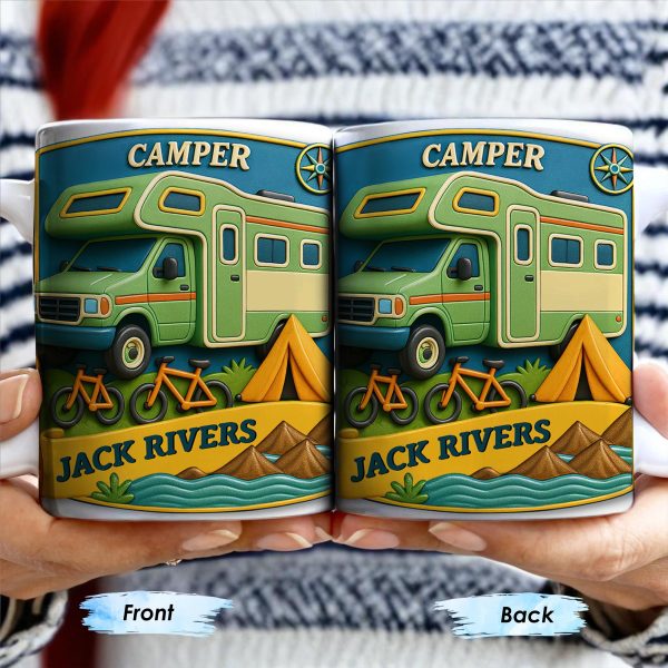 Camper, Tent, and Bicycles Design - Personalized Custom Coffee Mug - CAMP001_MG Camper, Tent, and Bicycles Design - Personalized Custom Coffee Mug - CAMP001_MG