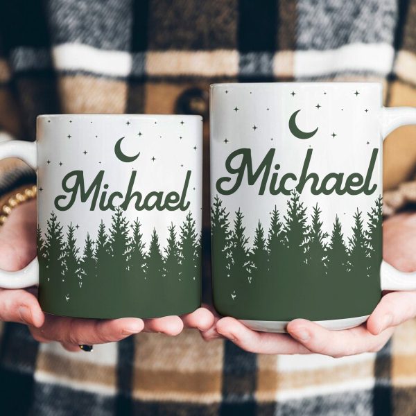 Campfire Forest Coffee Custom Name - Personalized Mug Campfire Forest Coffee Custom Name - Personalized Mug