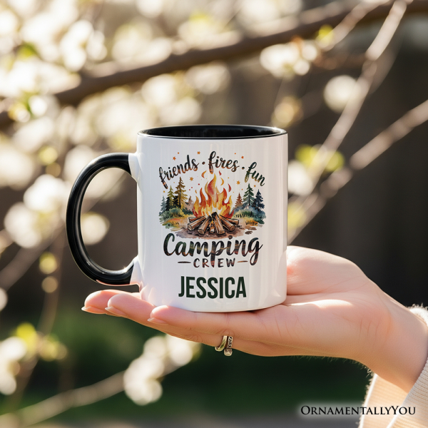 Camping Crew Campfire Personalized Mug, Friends Fires Fun Outdoor Gift with Custom Name Camping Crew Campfire Personalized Mug, Friends Fires Fun Outdoor Gift with Custom Name