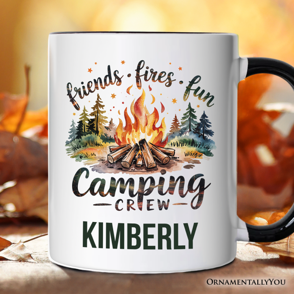 Camping Crew Campfire Personalized Mug, Friends Fires Fun Outdoor Gift with Custom Name Camping Crew Campfire Personalized Mug, Friends Fires Fun Outdoor Gift with Custom Name