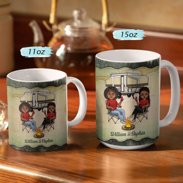 Camping Partners For Life Husband Wife Forest - Couple Gift - Personalized Custom White Edge-to-Edge Mug