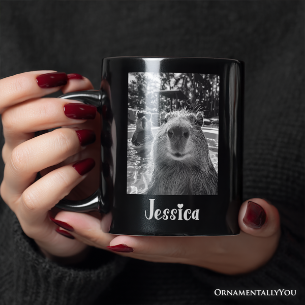 Capybara Selfie Funny Personalized Mug, Meme Animal Photo Style Gift with Custom Name Capybara Selfie Funny Personalized Mug, Meme Animal Photo Style Gift with Custom Name