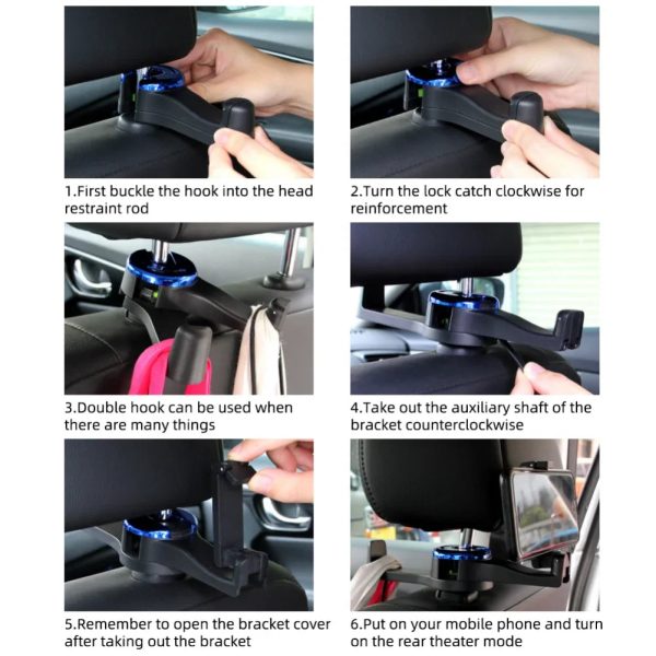 Car Headrest Hook Phone Holder Car Headrest Hook Phone Holder