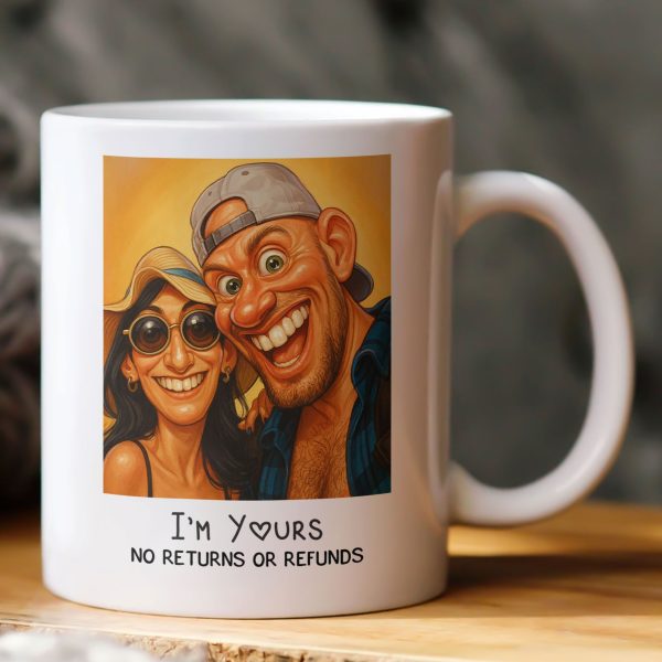 Caricature Couple Photo, Funny Anniversary Gift For Husband, Wife - Personalized Photo Mug