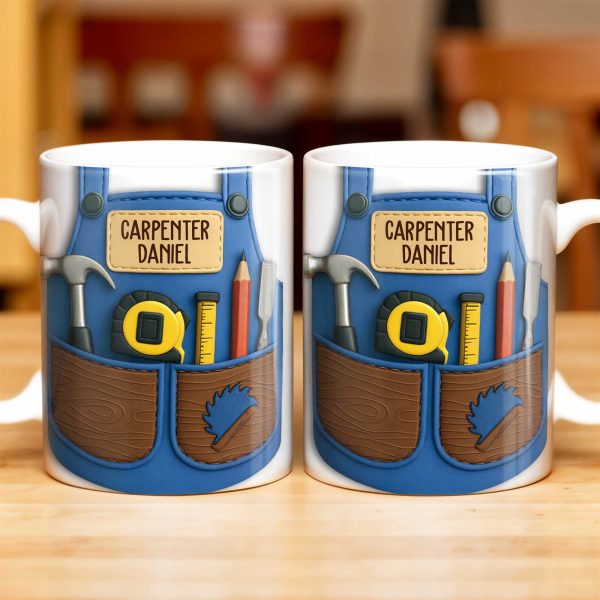 Carpenter Daniel Hammer, Tape Measure, Pencil, Saw - Personalized Custom Coffee Mug - JBS006_MG Carpenter Daniel Hammer, Tape Measure, Pencil, Saw - Personalized Custom Coffee Mug - JBS006_MG