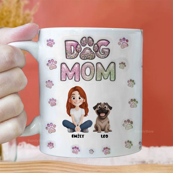Cartoon Dog Mom Lovely Chibi - Personalized 3D Inflated Effect Ceramic Mug - Gift For Dog Lovers | CLP15 NA94