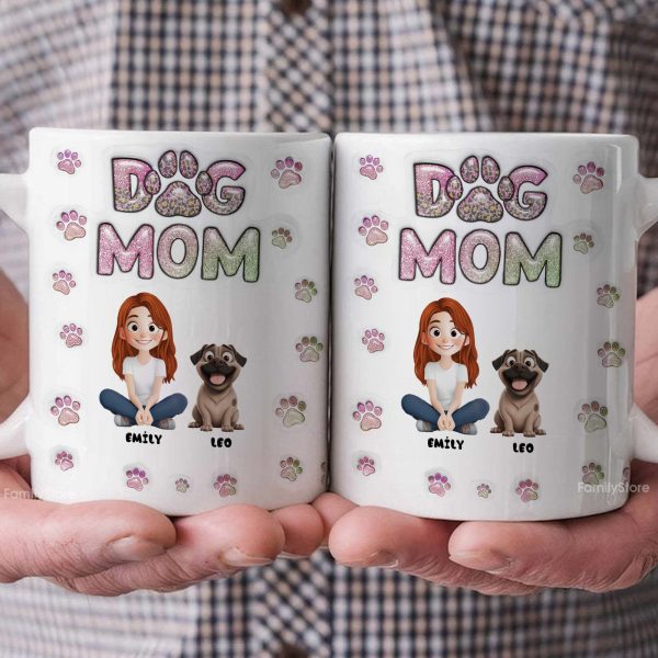 Cartoon Dog Mom Lovely Chibi - Personalized 3D Inflated Effect Ceramic Mug - Gift For Dog Lovers | CLP15 NA94