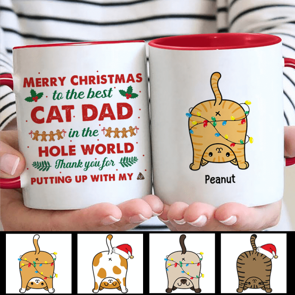 Cat Butts Merry Christmas Cat Dad Cat Mom Personalized Mug Cat Butts Merry Christmas Cat Dad Cat Mom Personalized Mug