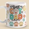 Cat Dad Eat Drink And Be Merry - Dog & Cat Personalized Custom 3D Inflated Effect Printed Mug - Christmas Gift For Pet Owners, Pet Lovers