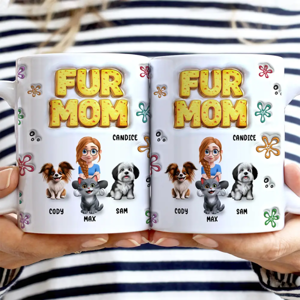 Cat Dog Mom Sponge 3D Inflated Effect Printed - Personalized White Edge-to-Edge Mug Cat Dog Mom Sponge 3D Inflated Effect Printed - Personalized White Edge-to-Edge Mug