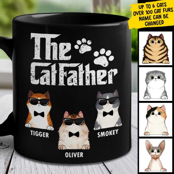 Cat Father - Gift For Dad - Personalized Black Mug Cat Father - Gift For Dad - Personalized Black Mug