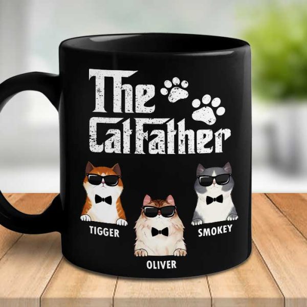 Cat Father - Gift For Dad - Personalized Black Mug Cat Father - Gift For Dad - Personalized Black Mug