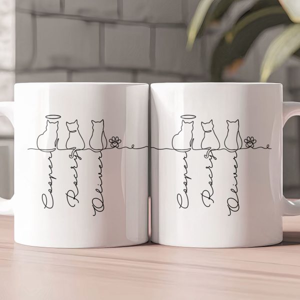 Cat Line Art Gift For Cat Lovers - Personalized Mug Cat Line Art Gift For Cat Lovers - Personalized Mug