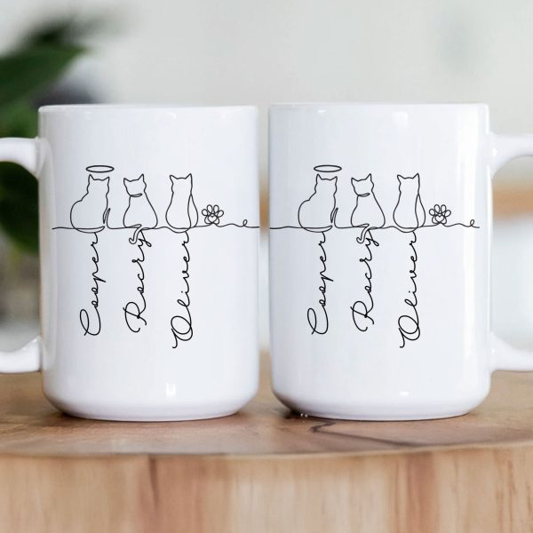 Cat Line Art Gift For Cat Lovers - Personalized Mug Cat Line Art Gift For Cat Lovers - Personalized Mug