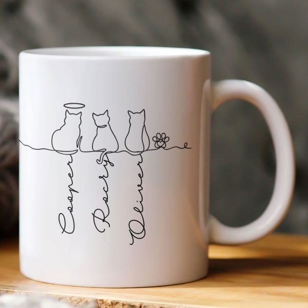Cat Line Art Gift For Cat Lovers - Personalized Mug Cat Line Art Gift For Cat Lovers - Personalized Mug