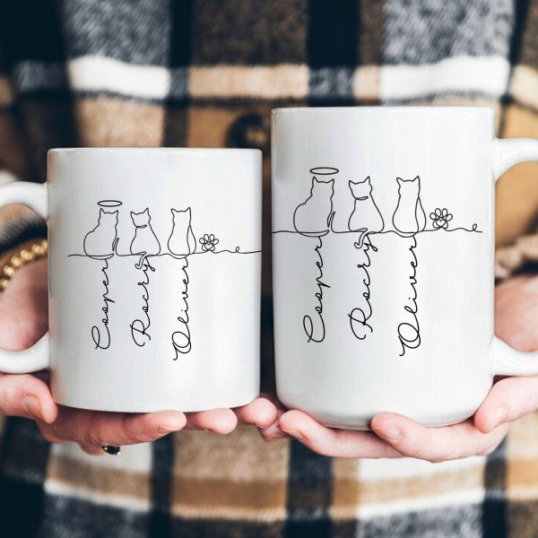 Cat Line Art Gift For Cat Lovers - Personalized Mug Cat Line Art Gift For Cat Lovers - Personalized Mug