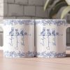 Cat Line Art Toile De Jouy Style Gift For Cat Lovers - Personalized Mug Cat Line Art Toile De Jouy Style Gift For Cat Lovers - Personalized Mug