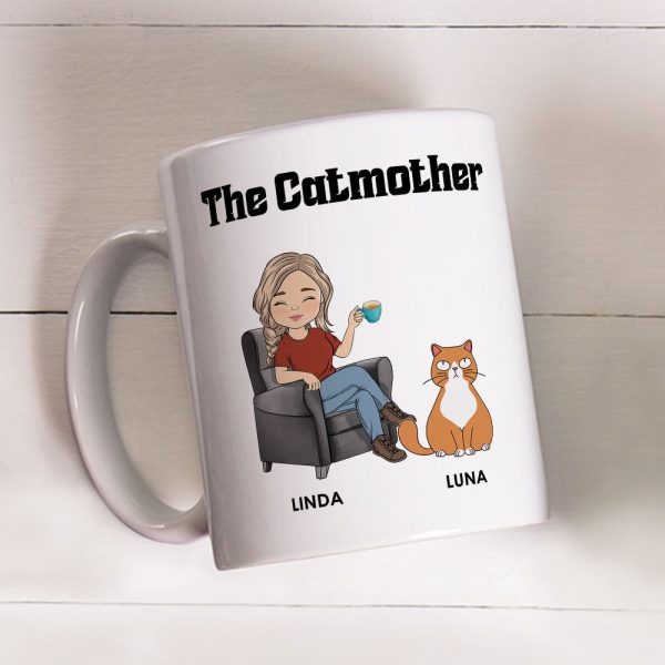 Cat Lover Personalized White Ceramic Mug for Cat Lovers, Custom Gift for Cat Lover