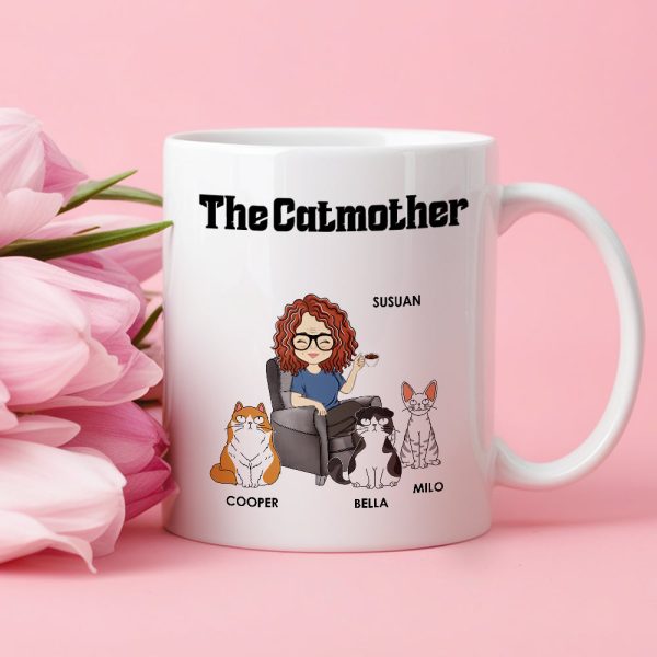 Cat Lover Personalized White Ceramic Mug for Cat Lovers, Custom Gift for Cat Lover