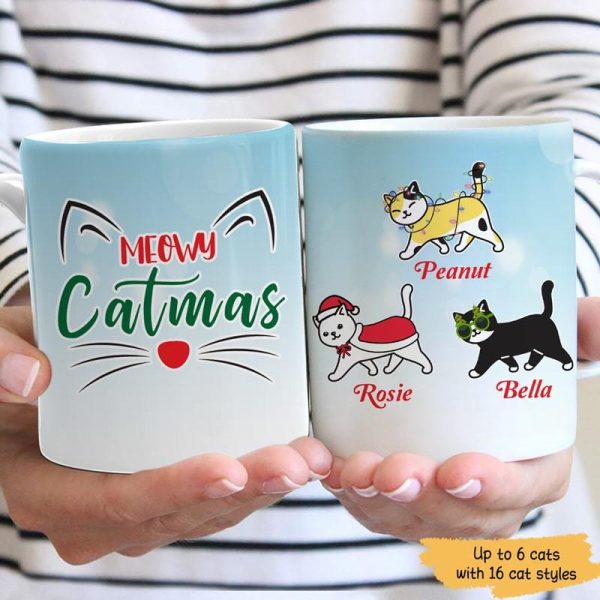 Cat Meowy Catmas Personalized Cat Christmas Coffee Mug Cat Meowy Catmas Personalized Cat Christmas Coffee Mug