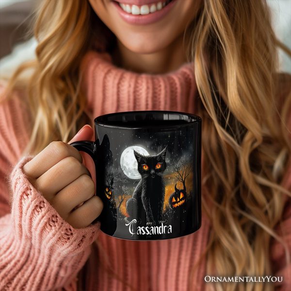 Cat Night Halloween Personalized Mug, Spooky Horror Gift with Custom Name Cat Night Halloween Personalized Mug, Spooky Horror Gift with Custom Name