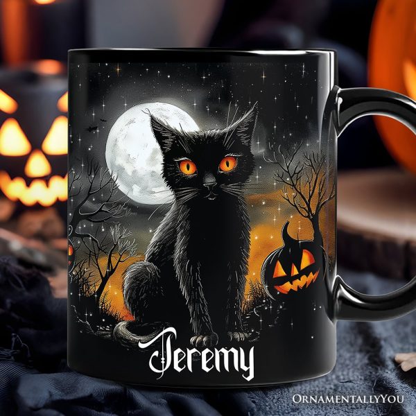 Cat Night Halloween Personalized Mug, Spooky Horror Gift with Custom Name Cat Night Halloween Personalized Mug, Spooky Horror Gift with Custom Name