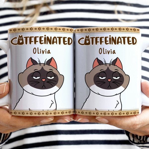 Catffeinated Funny Cartoon Cats - Gift For Cat Lovers, Cat Mom, Cat Dad - Personalized White Edge-to-Edge Mug Catffeinated Funny Cartoon Cats - Gift For Cat Lovers, Cat Mom, Cat Dad - Personalized White Edge-to-Edge Mug
