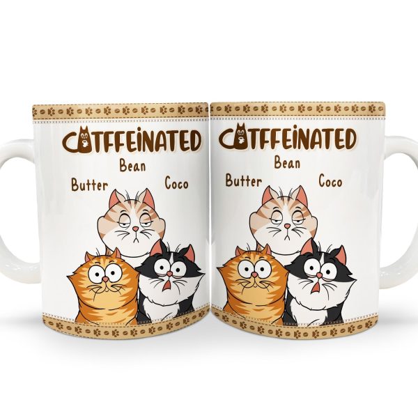 Catffeinated Funny Cartoon Cats - Gift For Cat Lovers, Cat Mom, Cat Dad - Personalized White Edge-to-Edge Mug Catffeinated Funny Cartoon Cats - Gift For Cat Lovers, Cat Mom, Cat Dad - Personalized White Edge-to-Edge Mug