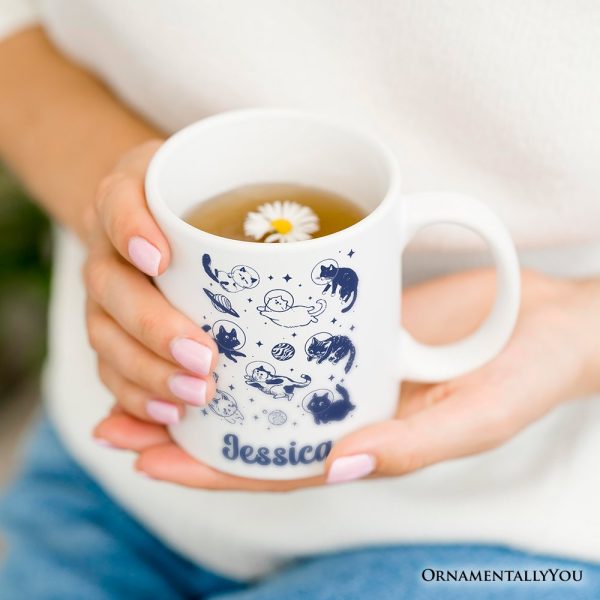 Cats in Space Retro Personalized Mug, Funny Astronaut Kitty Gift with Cosmic Vibes and Custom Name Cats in Space Retro Personalized Mug, Funny Astronaut Kitty Gift with Cosmic Vibes and Custom Name