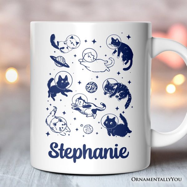 Cats in Space Retro Personalized Mug, Funny Astronaut Kitty Gift with Cosmic Vibes and Custom Name Cats in Space Retro Personalized Mug, Funny Astronaut Kitty Gift with Cosmic Vibes and Custom Name