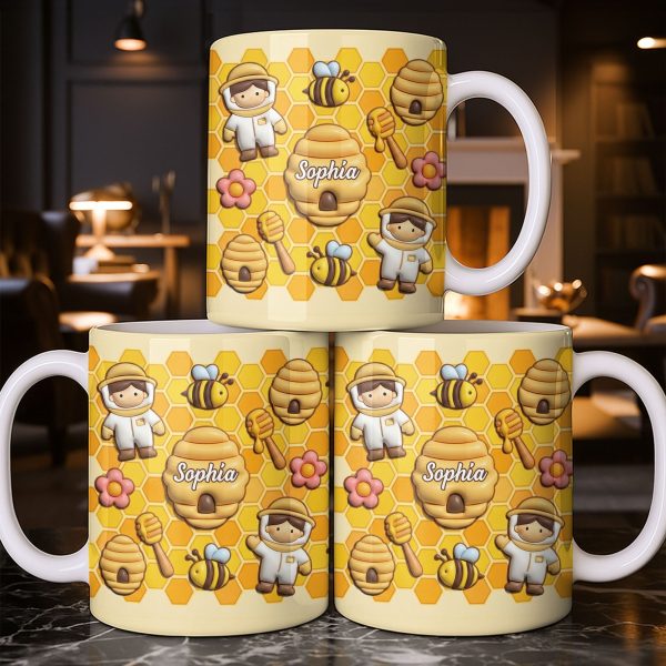 Celebrate A Special Bond With Bee And Honeycomb Design - Personalized Custom Coffee Mug - JBS116_MG