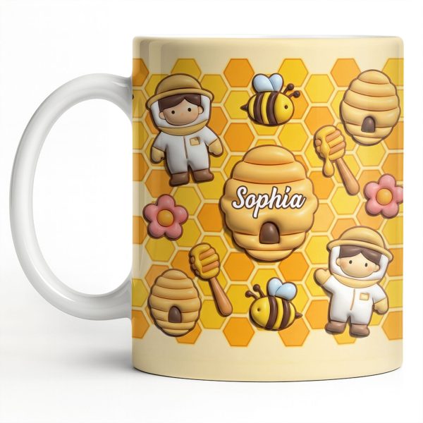 Celebrate A Special Bond With Bee And Honeycomb Design - Personalized Custom Coffee Mug - JBS116_MG