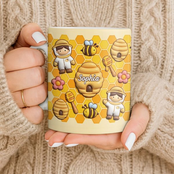 Celebrate A Special Bond With Bee And Honeycomb Design - Personalized Custom Coffee Mug - JBS116_MG