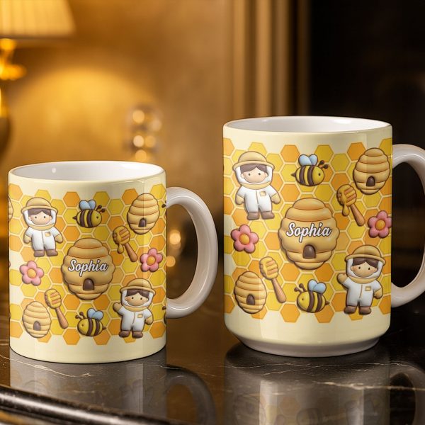 Celebrate A Special Bond With Bee And Honeycomb Design - Personalized Custom Coffee Mug - JBS116_MG
