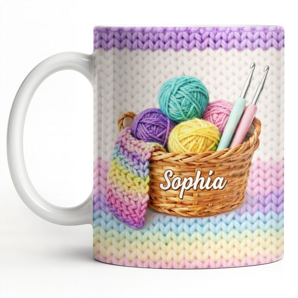 Celebrate Creativity with Vibrant Yarn Balls and Crochet - Personalized Custom Coffee Mug - HOB032_MG Celebrate Creativity with Vibrant Yarn Balls and Crochet - Personalized Custom Coffee Mug - HOB032_MG