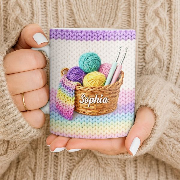 Celebrate Creativity with Vibrant Yarn Balls and Crochet - Personalized Custom Coffee Mug - HOB032_MG Celebrate Creativity with Vibrant Yarn Balls and Crochet - Personalized Custom Coffee Mug - HOB032_MG