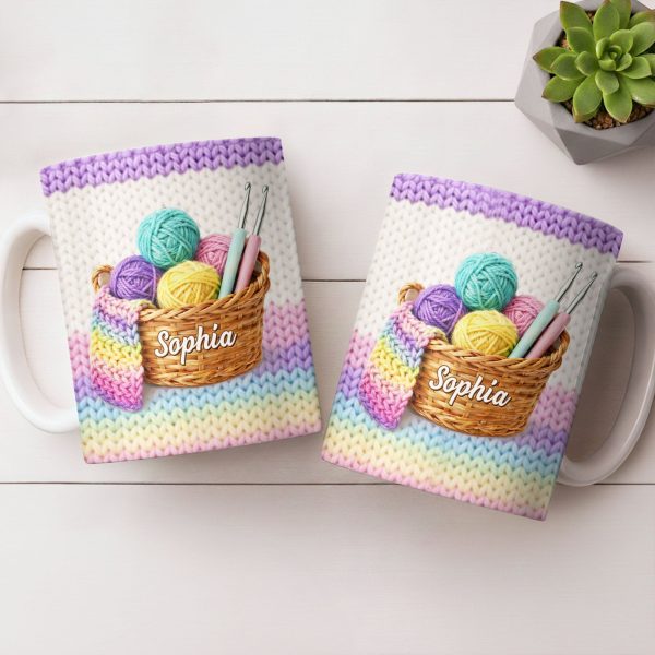 Celebrate Creativity with Vibrant Yarn Balls and Crochet - Personalized Custom Coffee Mug - HOB032_MG Celebrate Creativity with Vibrant Yarn Balls and Crochet - Personalized Custom Coffee Mug - HOB032_MG