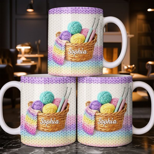 Celebrate Creativity with Vibrant Yarn Balls and Crochet - Personalized Custom Coffee Mug - HOB032_MG Celebrate Creativity with Vibrant Yarn Balls and Crochet - Personalized Custom Coffee Mug - HOB032_MG