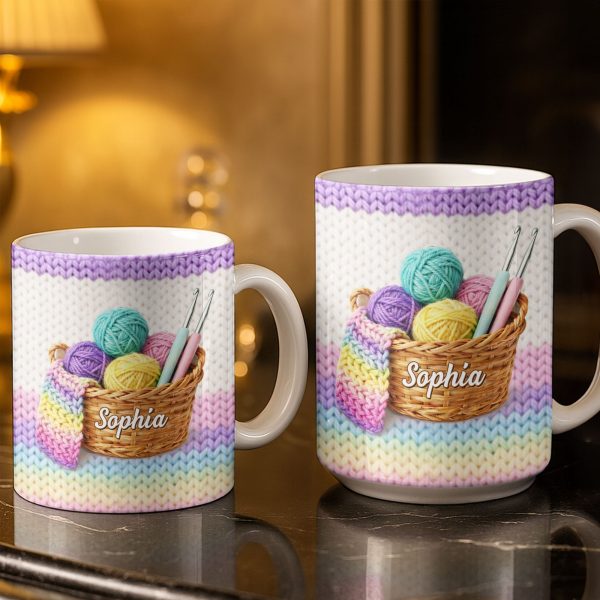 Celebrate Creativity with Vibrant Yarn Balls and Crochet - Personalized Custom Coffee Mug - HOB032_MG Celebrate Creativity with Vibrant Yarn Balls and Crochet - Personalized Custom Coffee Mug - HOB032_MG
