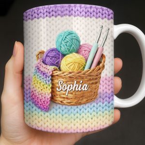 Celebrate Creativity with Vibrant Yarn Balls and Crochet - Personalized Custom Coffee Mug - HOB032_MG
