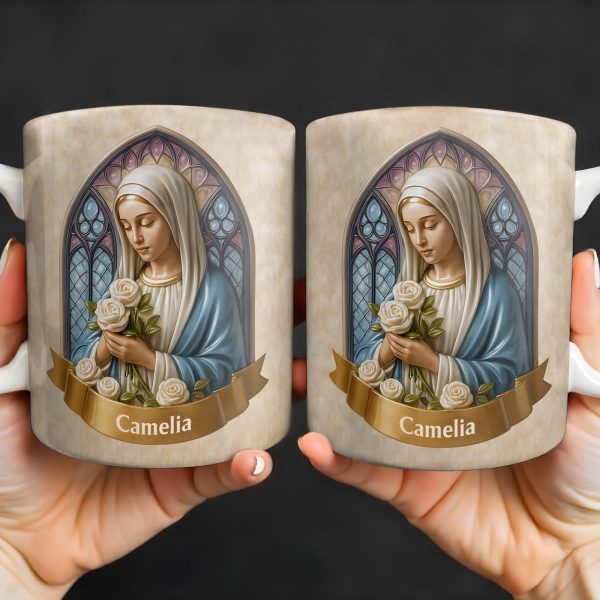 Celebrate Faith and Devotion, Stained Glass Religious Figure - Personalized Custom Coffee Mug - FTH098_MG