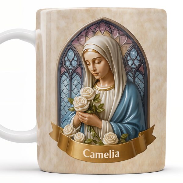 Celebrate Faith and Devotion, Stained Glass Religious Figure - Personalized Custom Coffee Mug - FTH098_MG