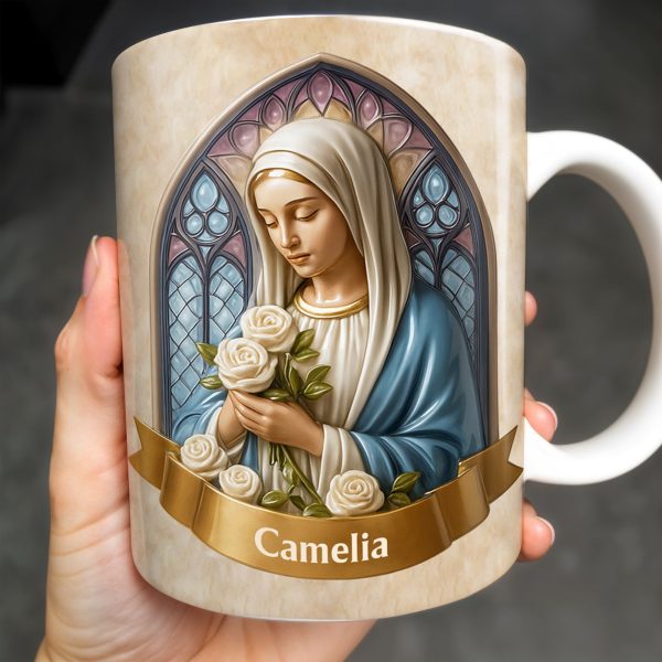 Celebrate Faith and Devotion, Stained Glass Religious Figure - Personalized Custom Coffee Mug - FTH098_MG