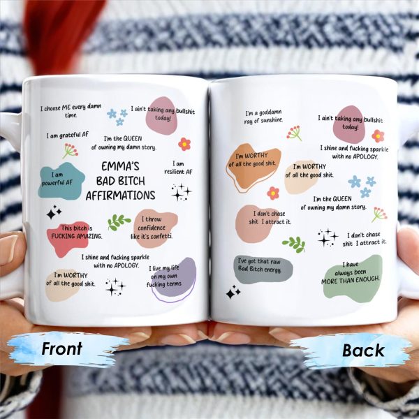 Celebrate Inner Strength With Personal Affirmations And Flowers - Personalized Custom Coffee Mug - COL088_MG