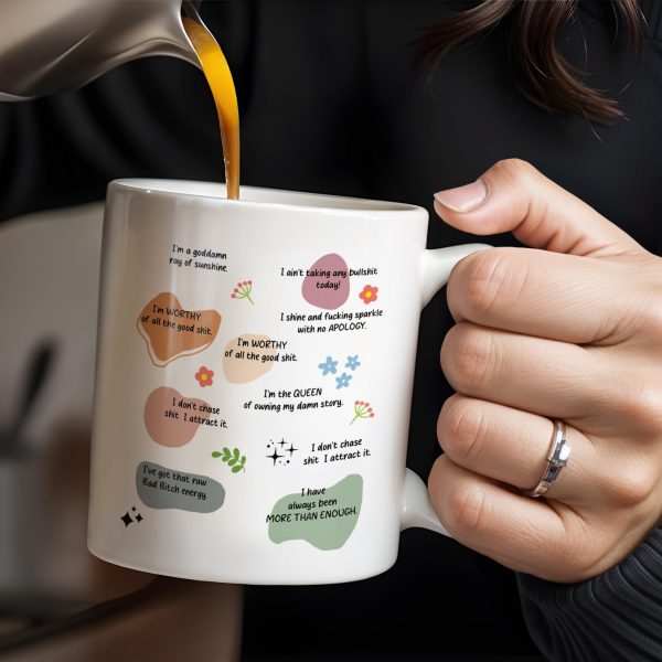 Celebrate Inner Strength With Personal Affirmations And Flowers - Personalized Custom Coffee Mug - COL088_MG
