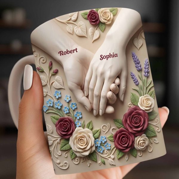 Celebrate Love And Commitment, Hands And Roses - Personalized Custom Coffee Mug - CPL1187_MG Celebrate Love And Commitment, Hands And Roses - Personalized Custom Coffee Mug - CPL1187_MG